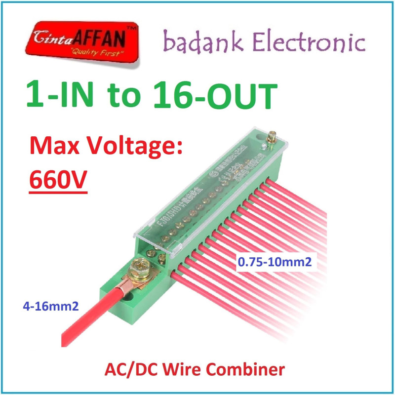 AC/DC Wire Combiner (1-IN to 16-OUT) Junction Box Solar Panel Surya